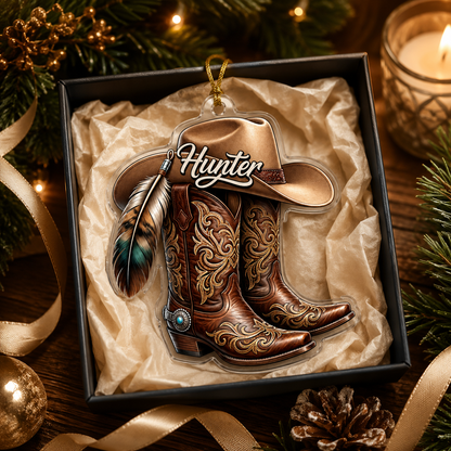 Personalized Boots Feather Cowboy Acrylic