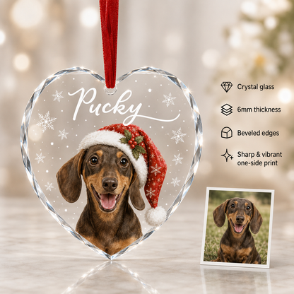 Custom Photo Dog Glass Dog With Snow