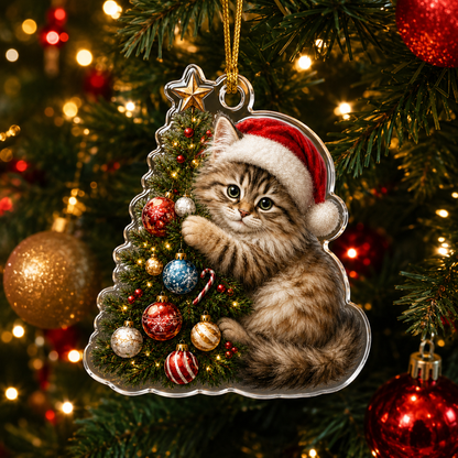 Cat With Christmas Tree Siberian