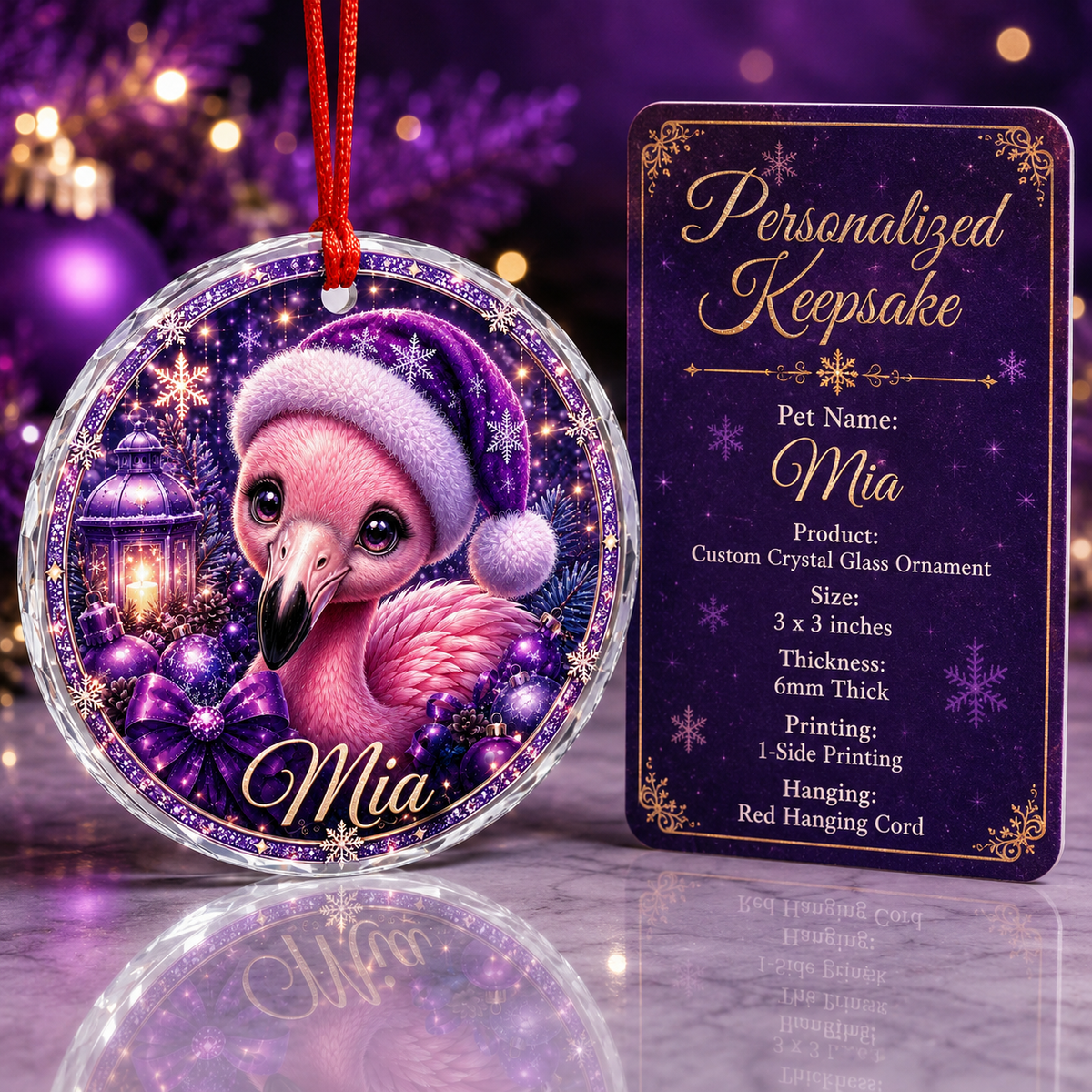 Purple Bird At Christmas Flamingo