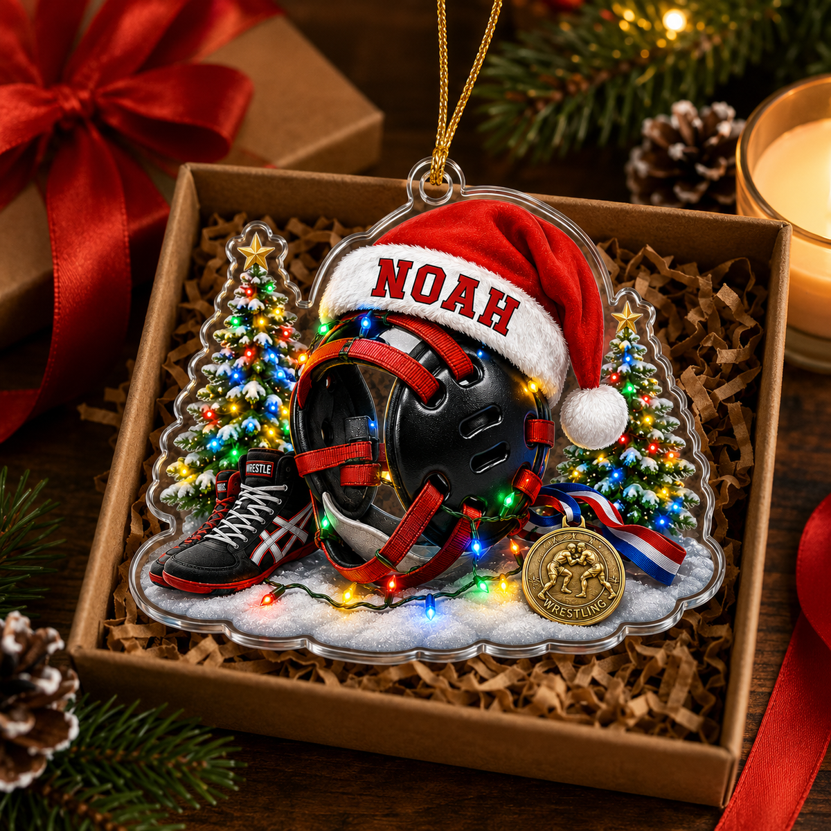 Custom Sports Christmas Acrylic - Wrestling