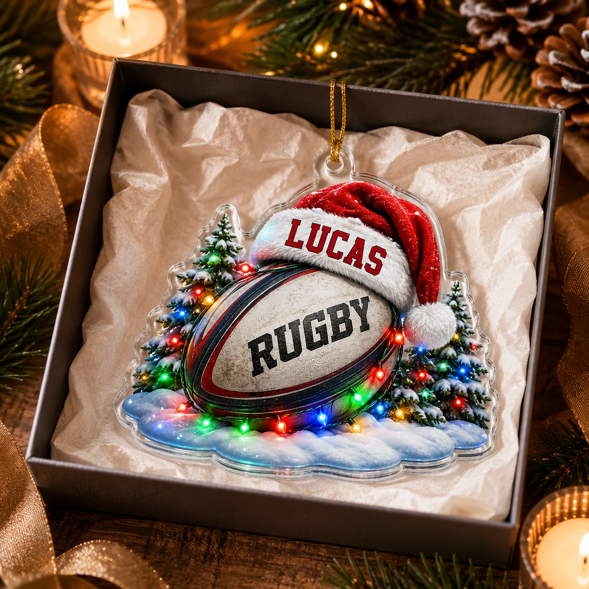 Custom Sports Christmas Acrylic - Rugby