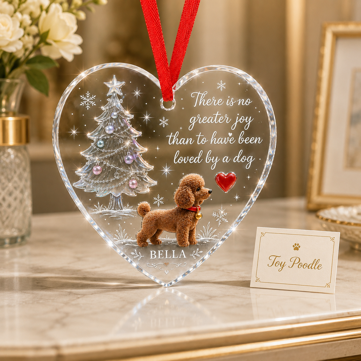 Christmas Glass Dog Poodle