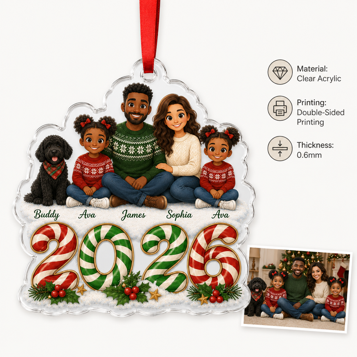 Family Memory Candy Cane