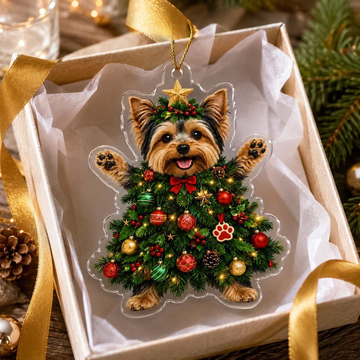 Dog Santa Tree Yorkshire Terrier