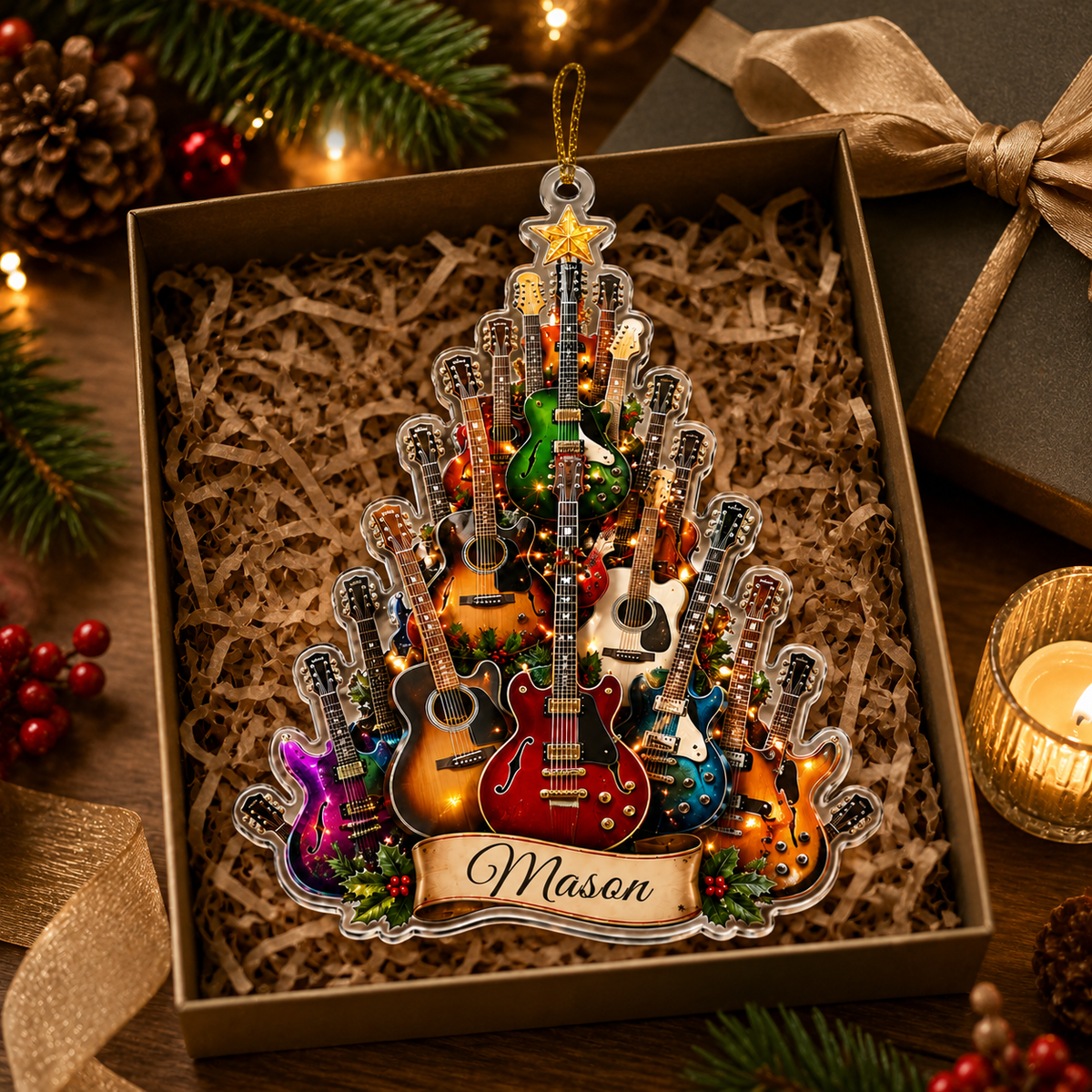 Guitar Custom Name Acrylic - Colorful Guitar Tree