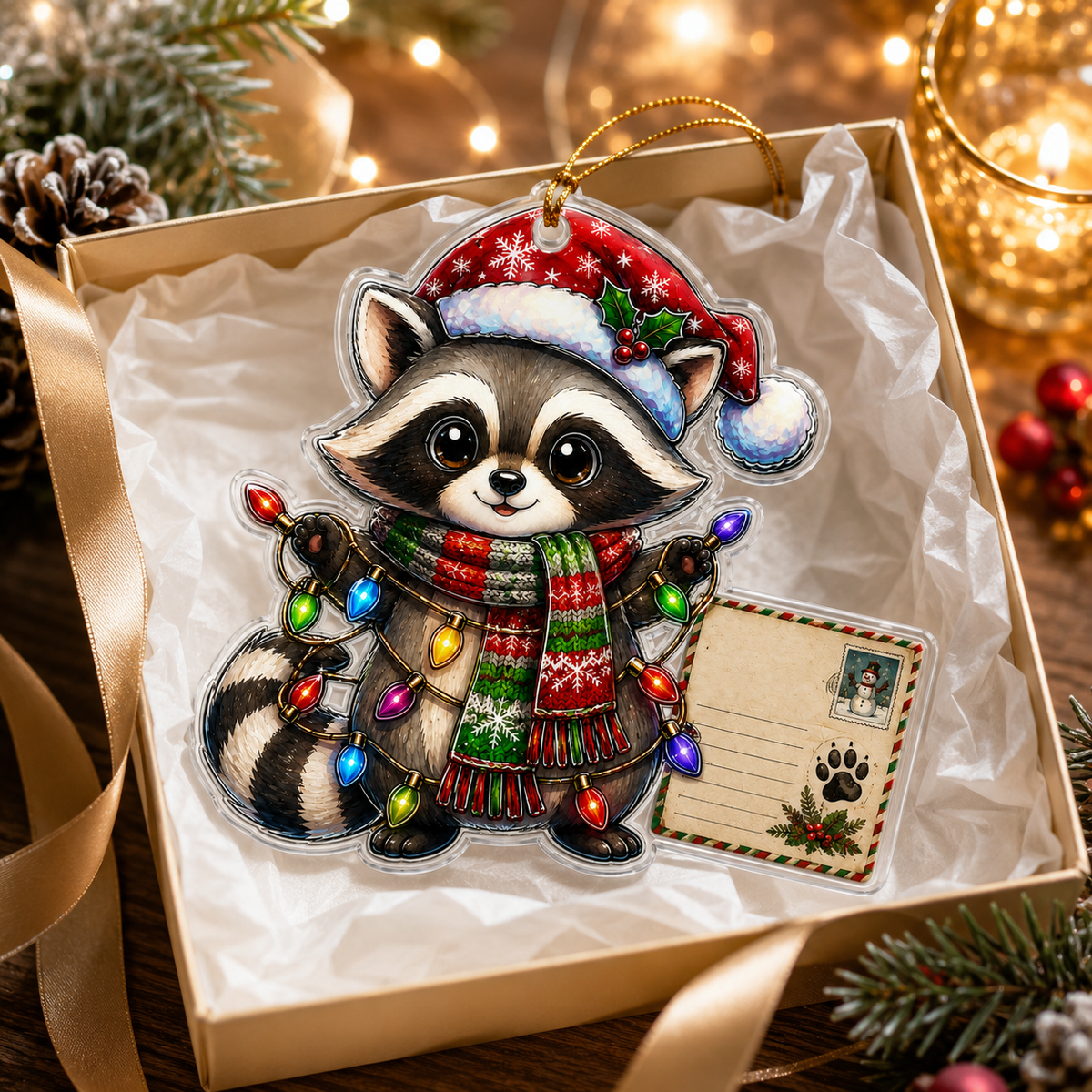 Animal With Christmas Led Raccoon