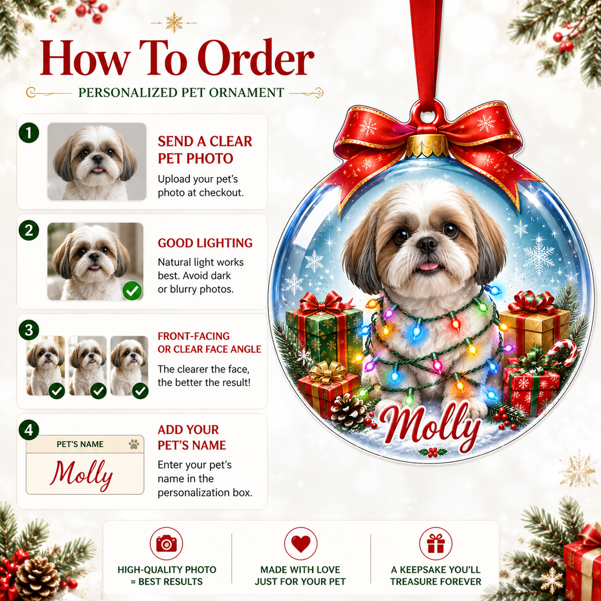 Custom Photo Dog Christmas Style 5