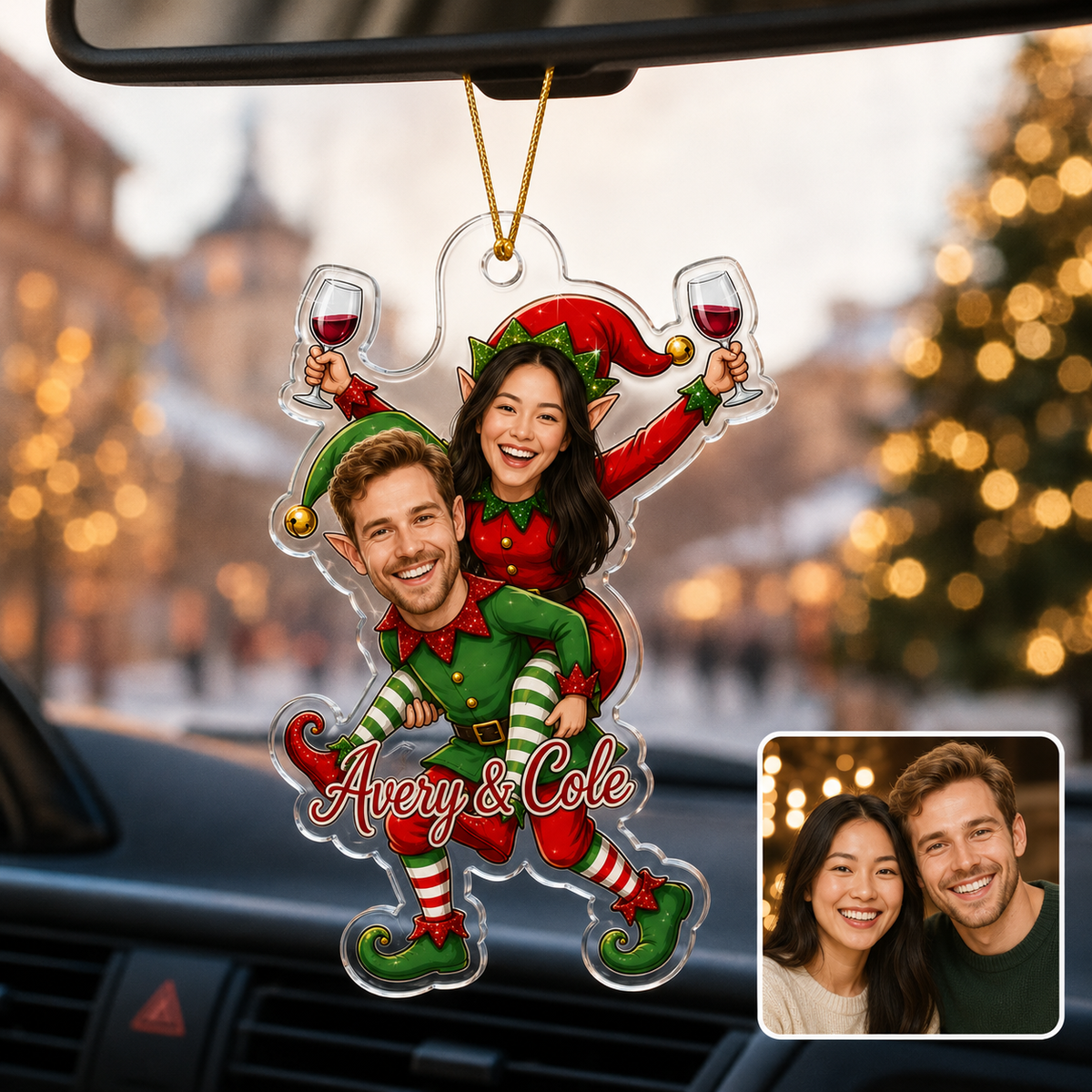 Custom Photo Christmas Elf Couple