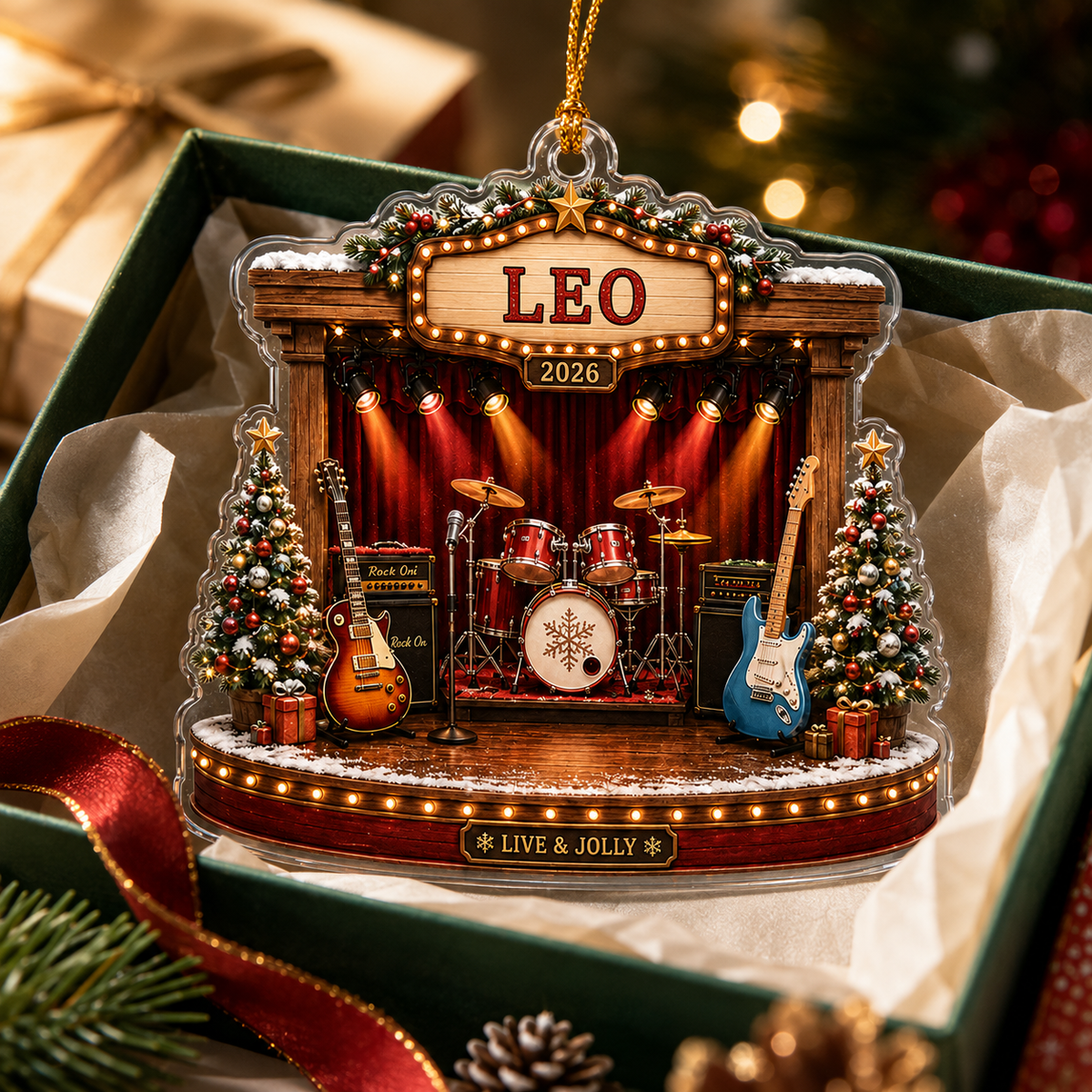 Guitar Custom Name Acrylic - Christmas Guitar Stage