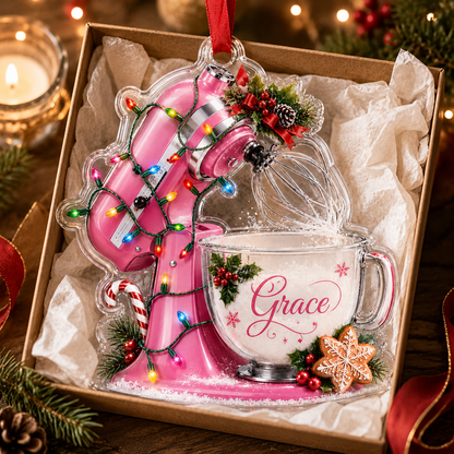 Personalized Kitchen Utensils Acrylic Pink Dough Mixer