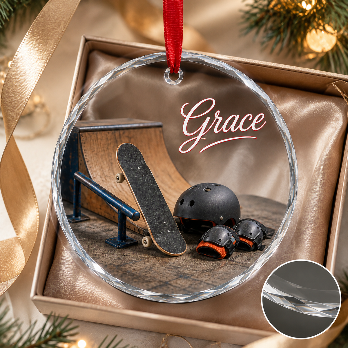Sports Glass Ornament Skateboarding