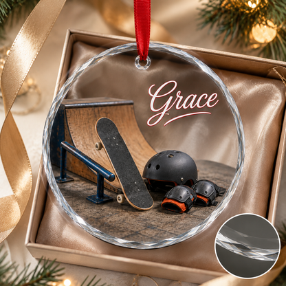 Sports Glass Ornament Skateboarding