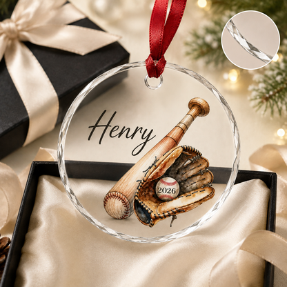 Sport Glass Ornament Baseball Gear