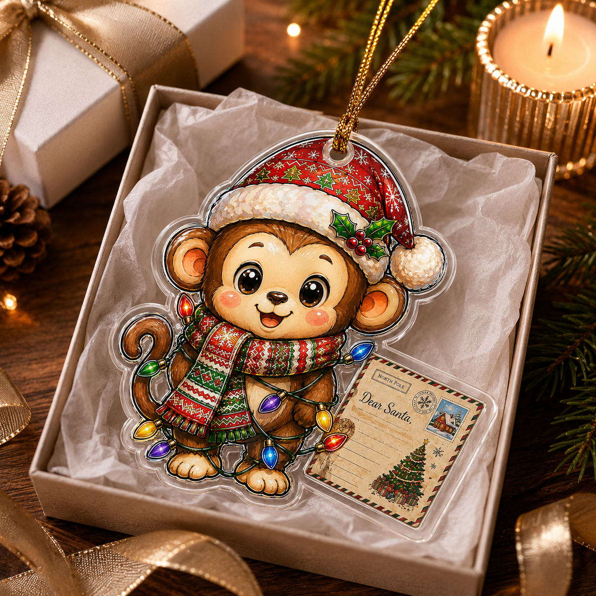 Animal With Christmas Led Monkey