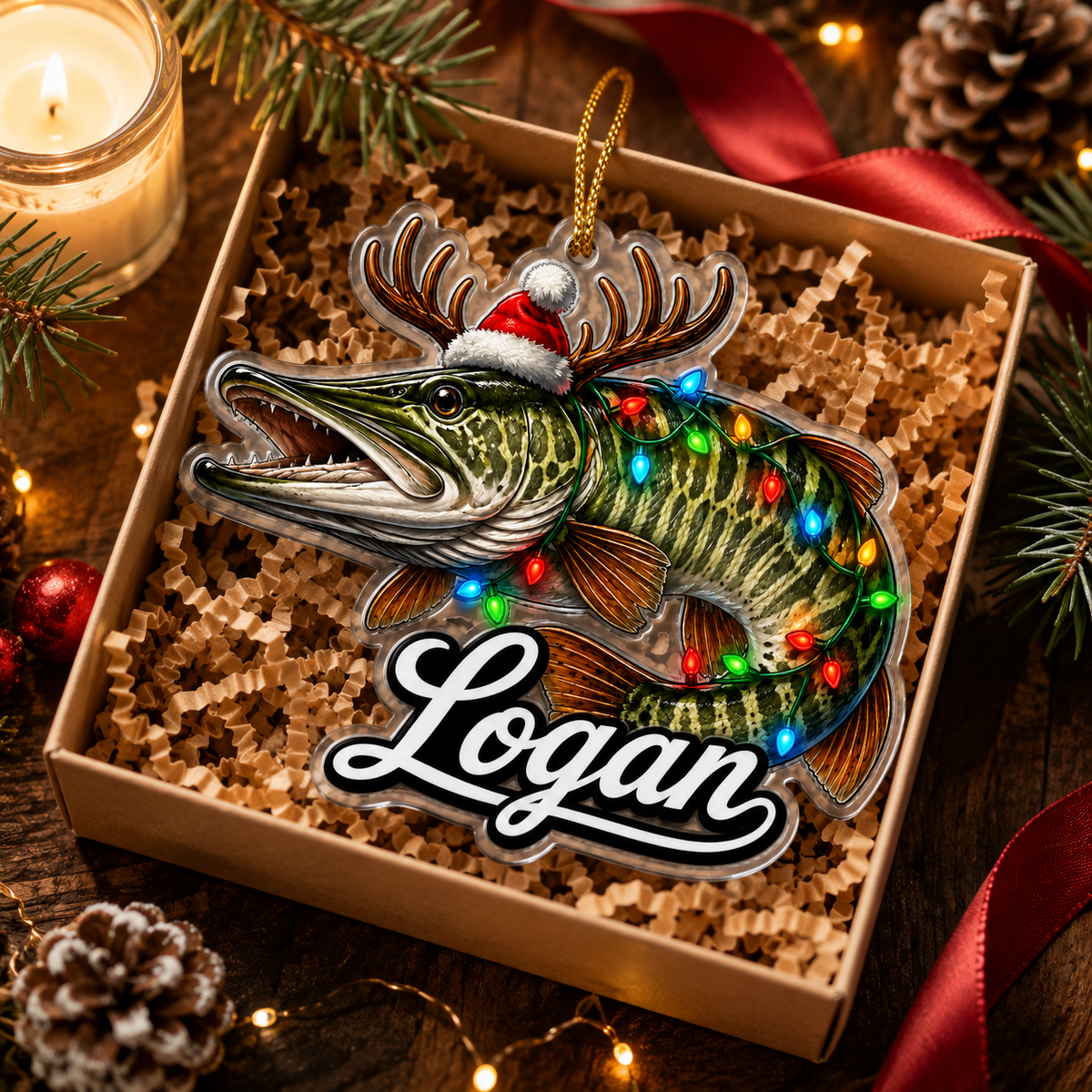 Fishing Christmas Lights Northern Pike Acrylic