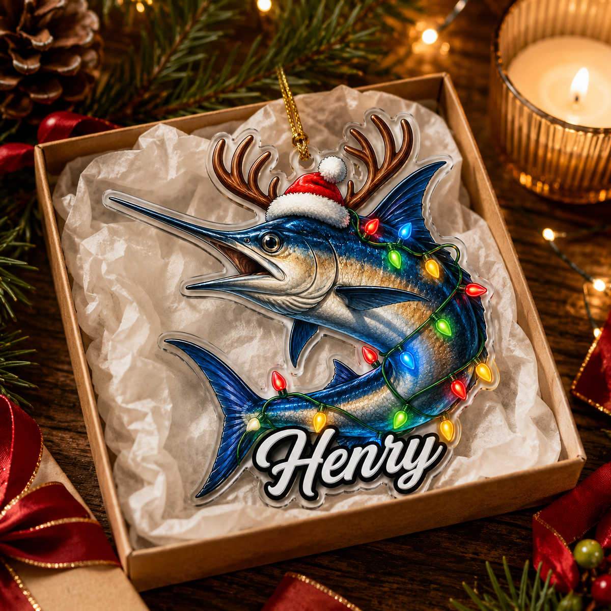 Fishing Christmas Lights Swordfish Acrylic