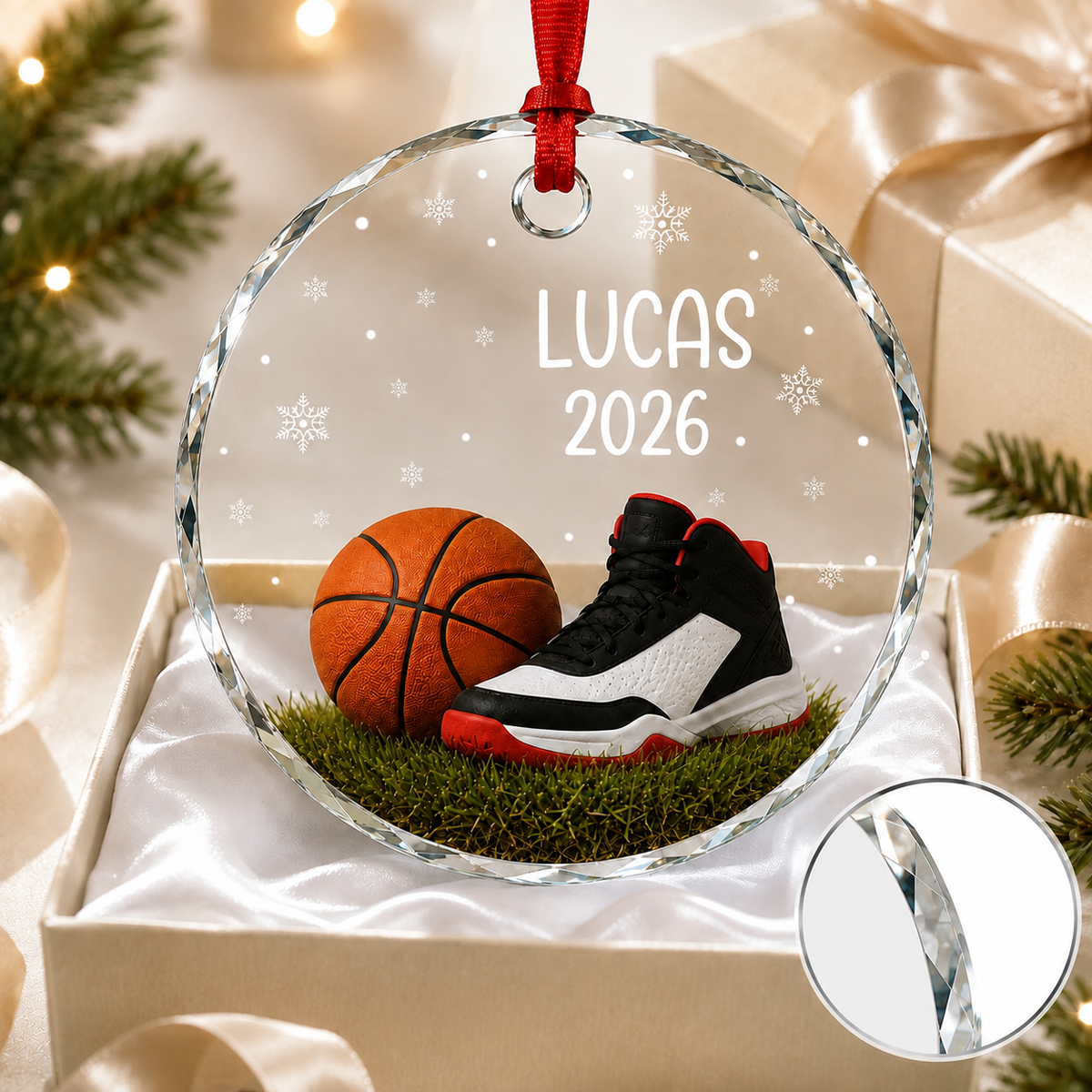 Sport Glass Ornament Basketball Court