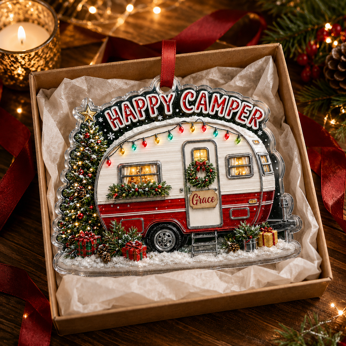 Camping Personalize Acrylic Happy Camper