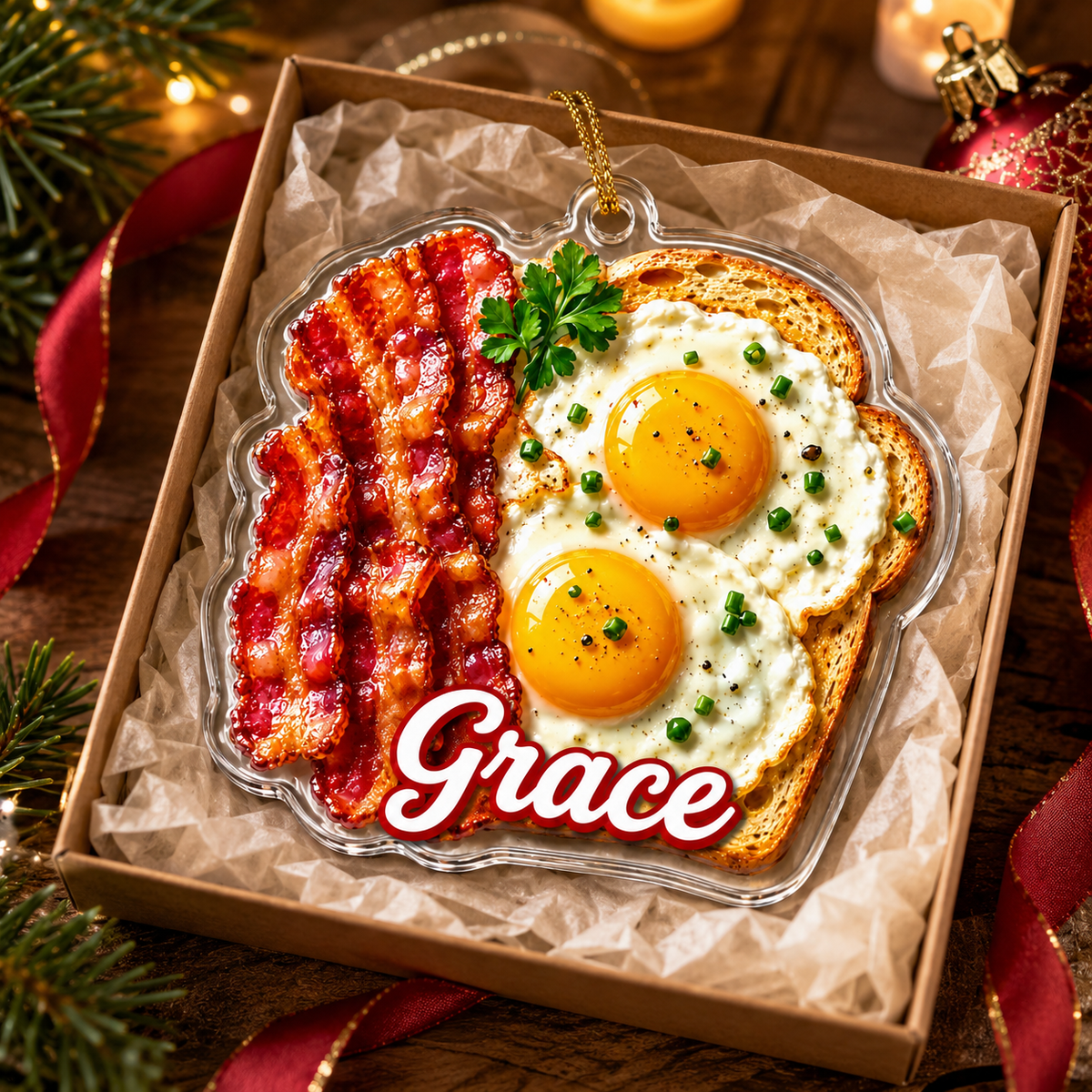Breakfast Custom Name Bacon and Egg Toast Acrylic
