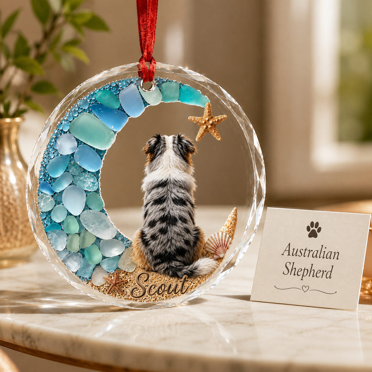 Custom Dog Seashell Australian Shepherd