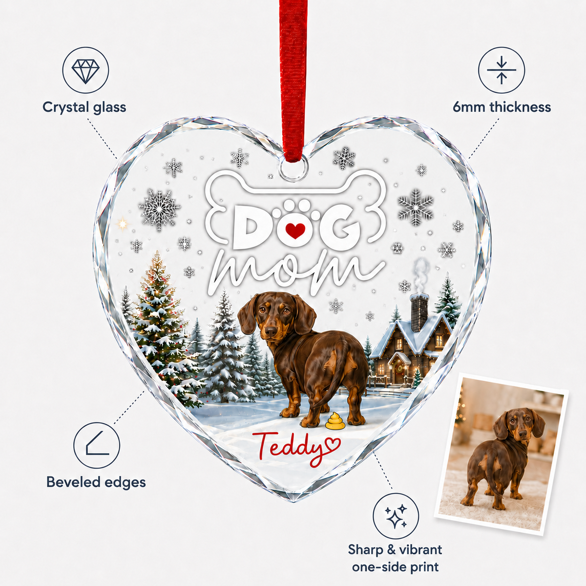 Custom Photo Dog Glass Dog In Christmas Village
