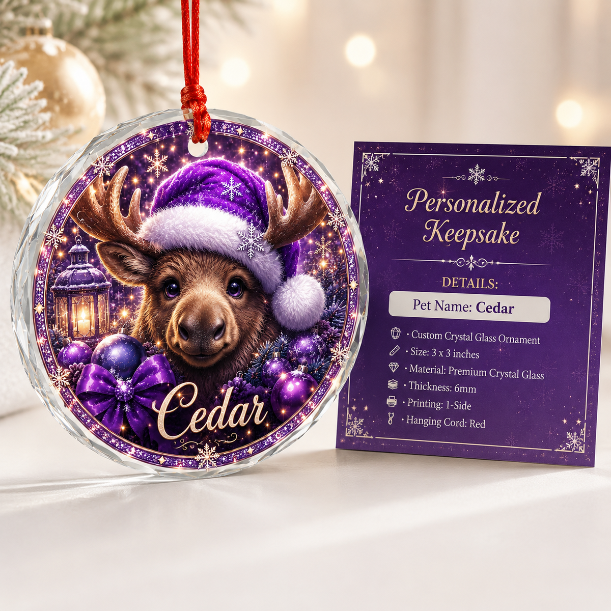 Purple Animal At Christmas Moose