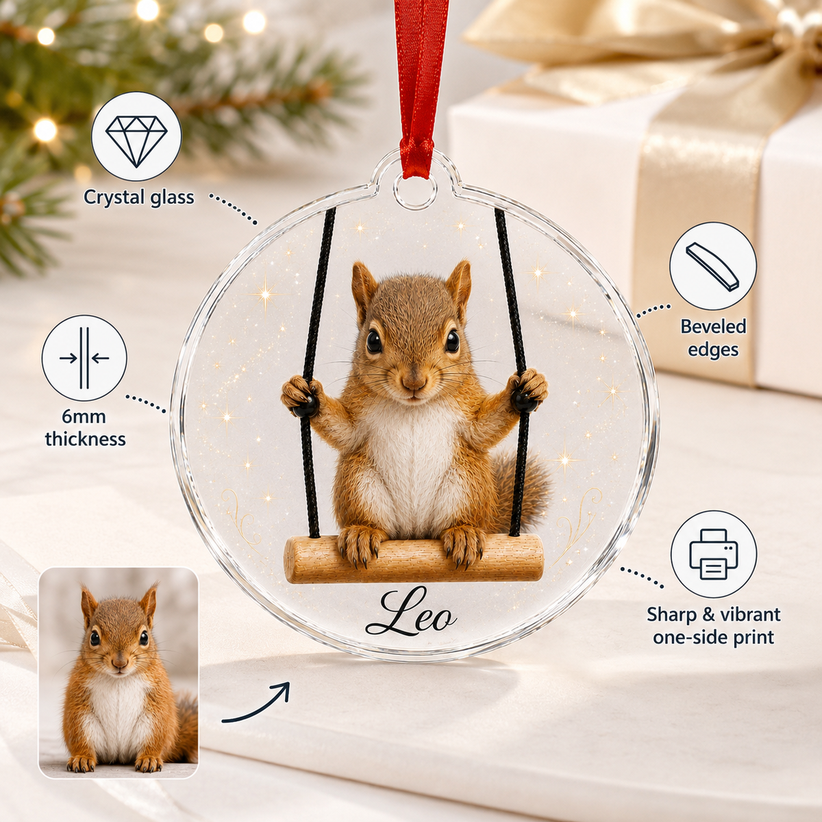 Animal Glass Ornament Squirrel