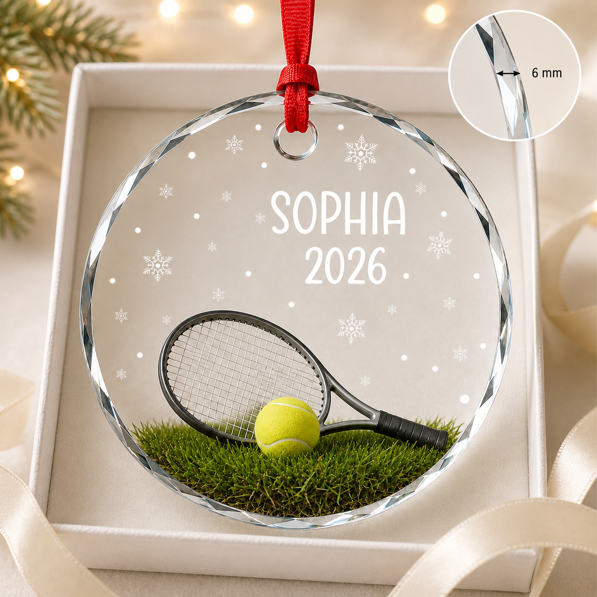 Sport Glass Ornament Tennis Court
