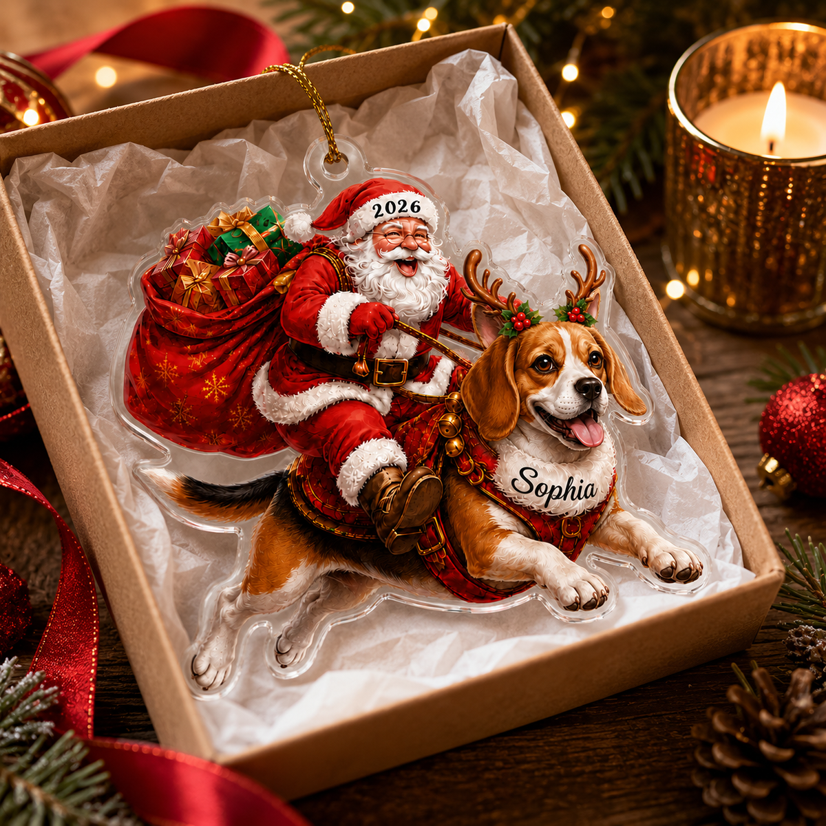 Santa Claus and Dog Beagle