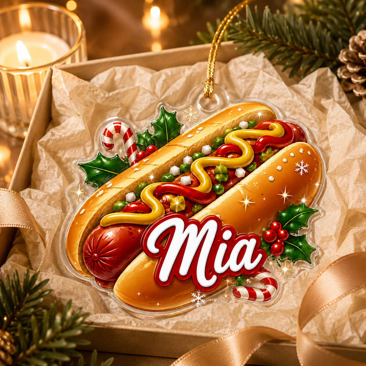 Custom Name Food Acrylic - Hot Dog