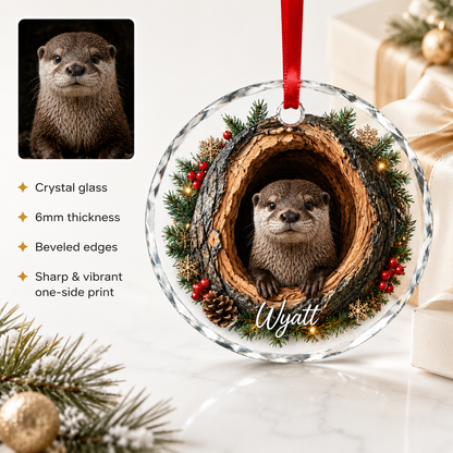 Animal Glass Ornament Tree Hollow Otter