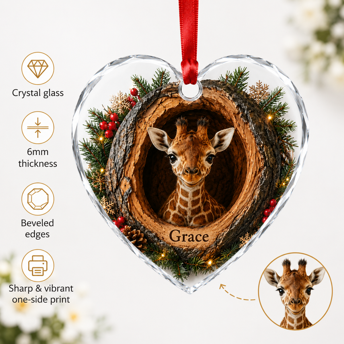 Animal Glass Ornament Tree Hollow Giraffe