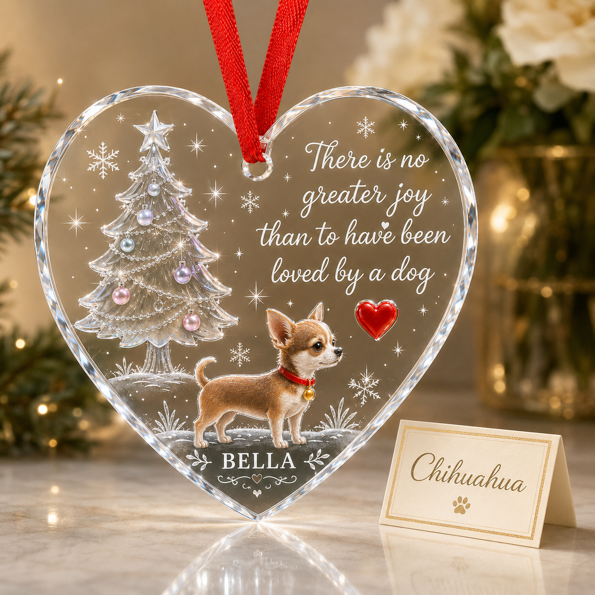 Christmas Glass Dog Chihuahua