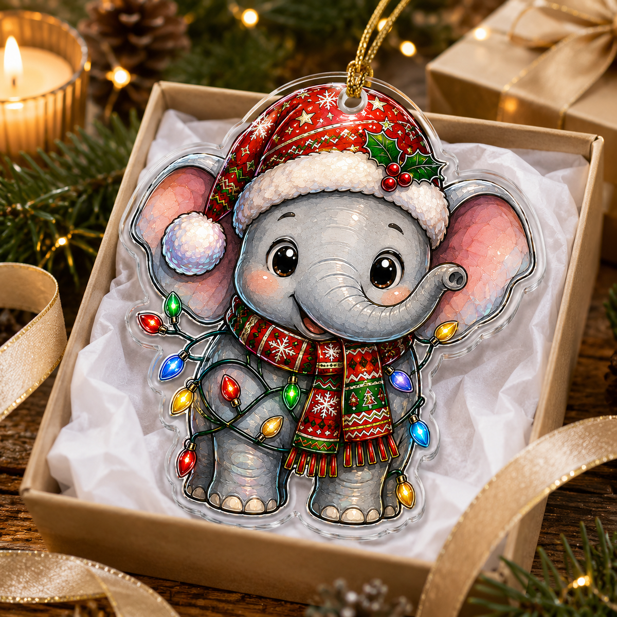 Animal With Christmas Led Elephant