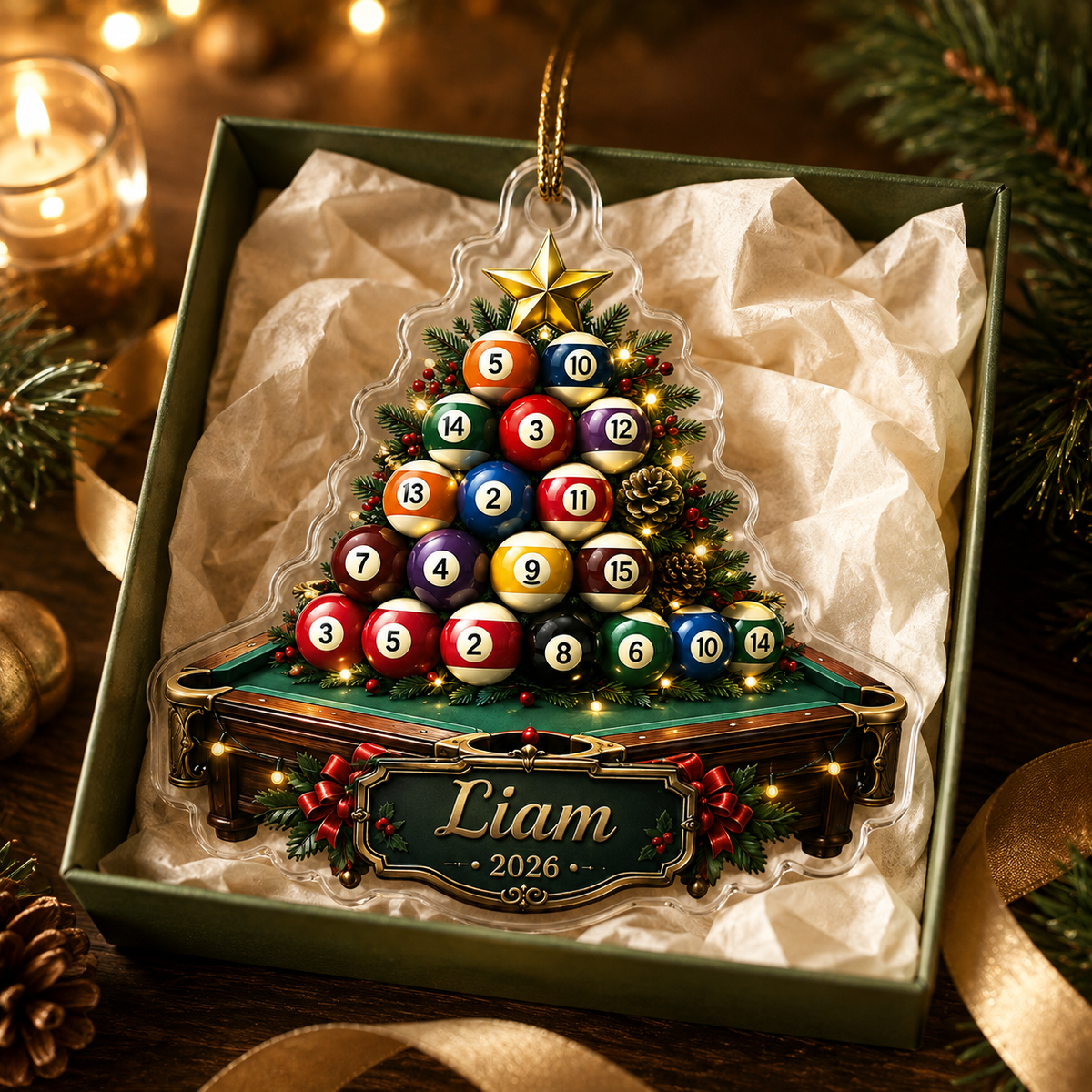 Custom Name Billiards Holiday Rack Acrylic