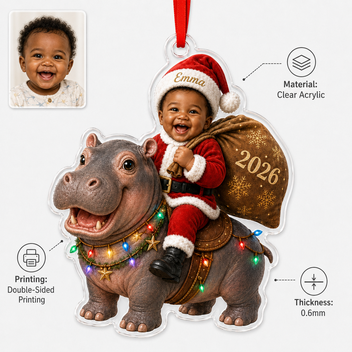 Custom Photo Baby Animal Hippopotamus