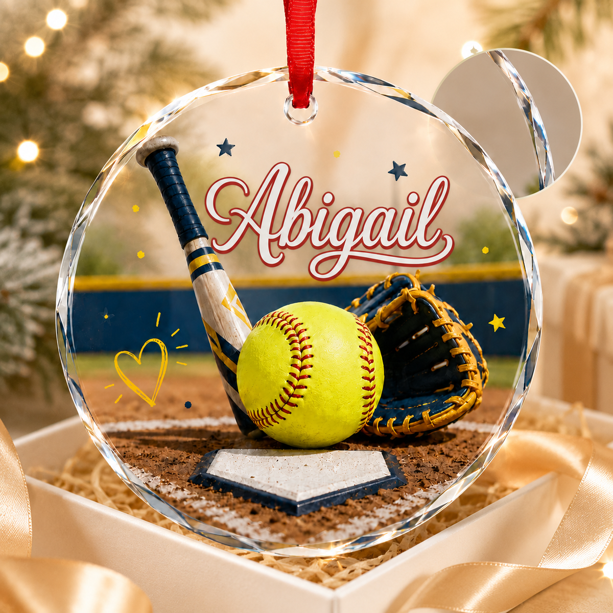 Sports Glass Ornament Softball