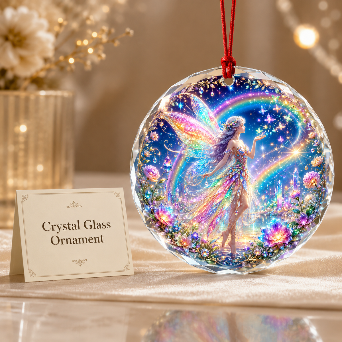 Fairy Glass Ornament Rainbow Fairy