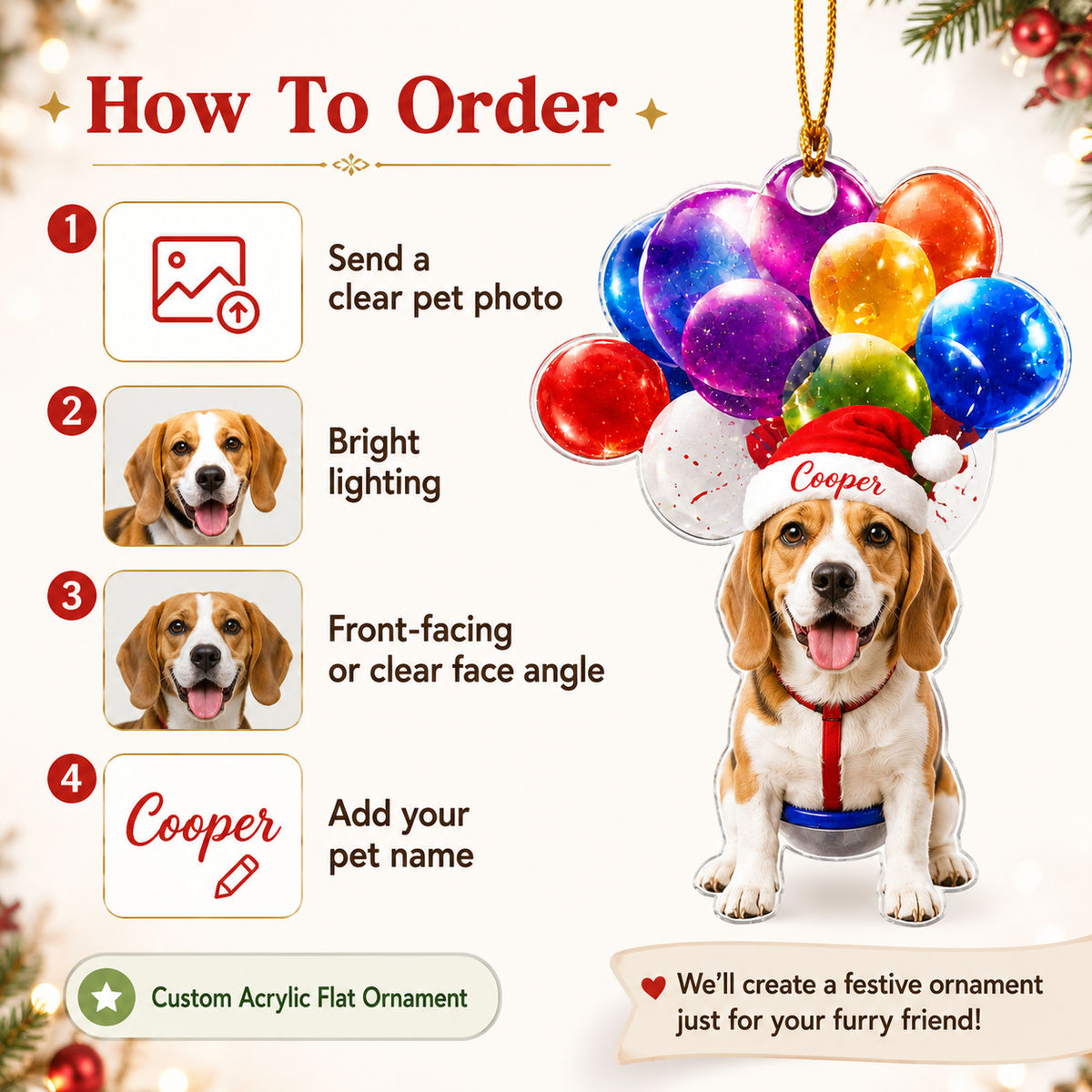 Custom Photo Dog Christmas Style 13