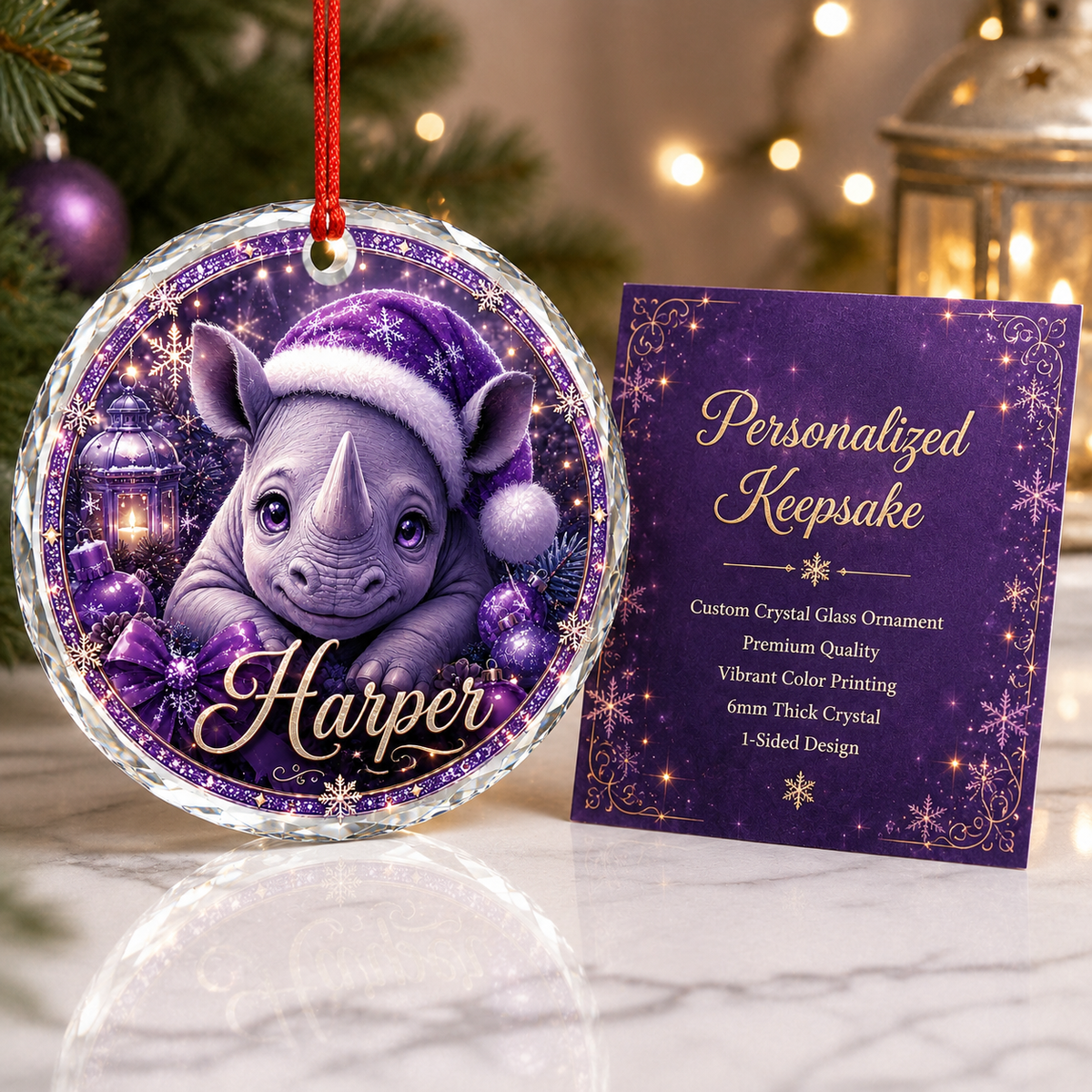 Purple Animal At Christmas Rhinoceros