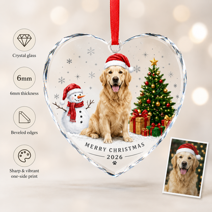 Custom Photo Dog Glass Dog With Snowman