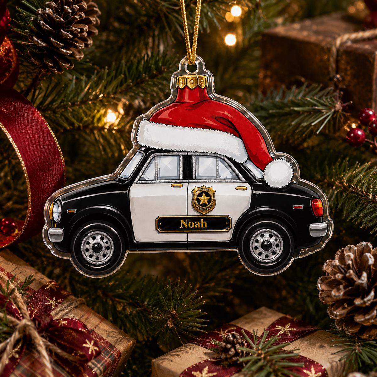 Police Santa hat Car