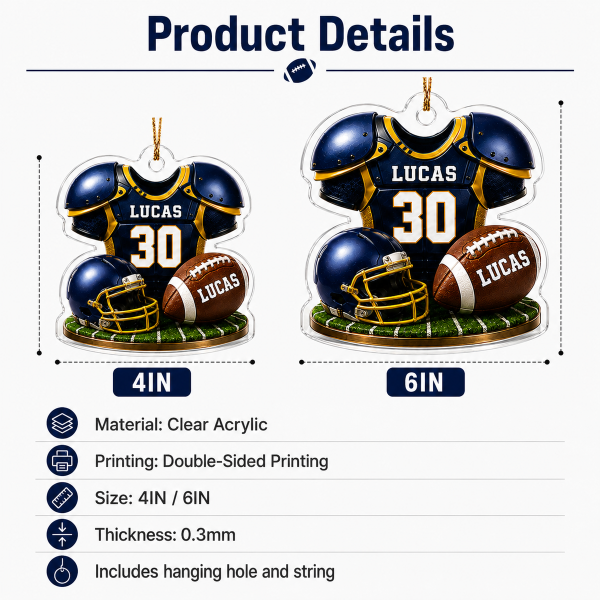 American Football Custome Name Acrylic Style 4