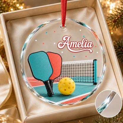 Sports Glass Ornament Pickleball