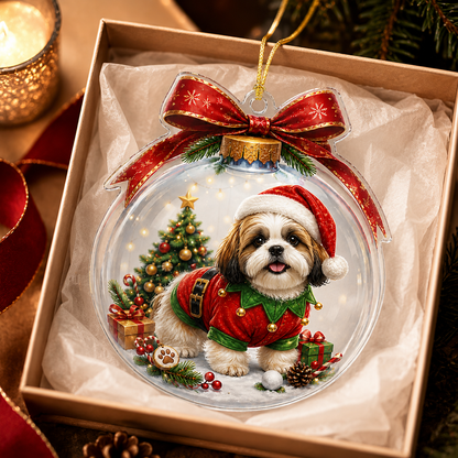 Dog Santa Bauble Ball Shih Tzu