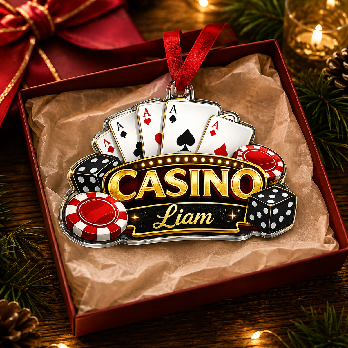 Pocker Custome Name Acrylic Yellow Casino