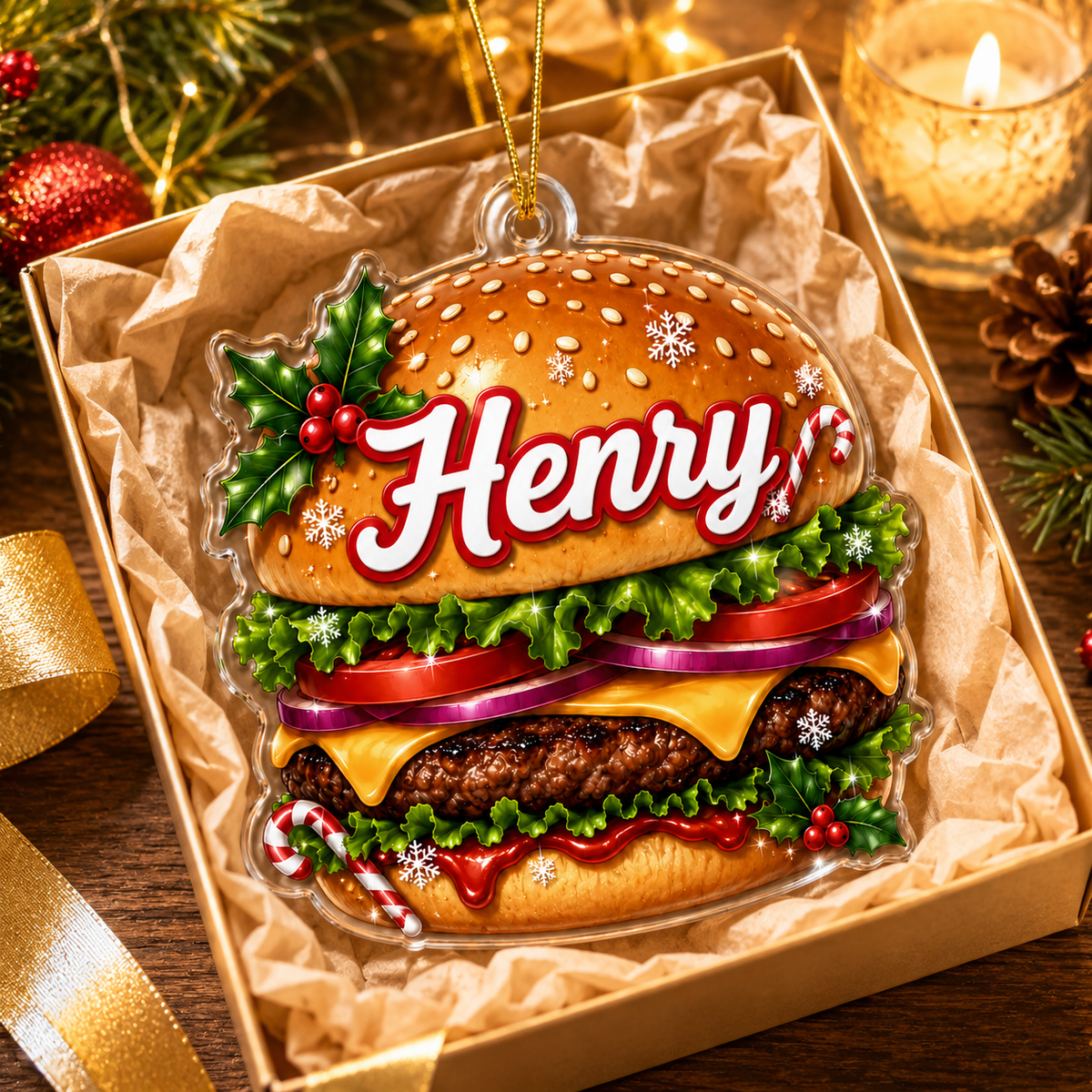 Custom Name Food Acrylic - Hamburger