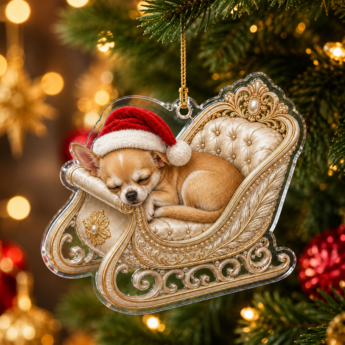 Dog Christmas Sleigh Chihuahua