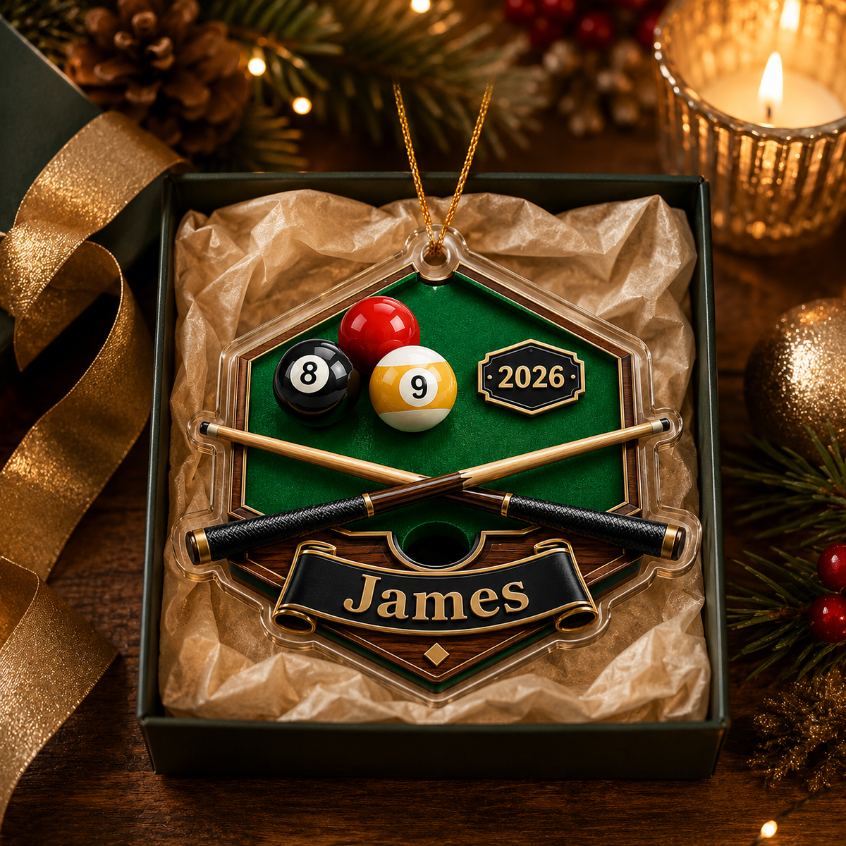 Custom Name Billiards Table Crest Acrylic